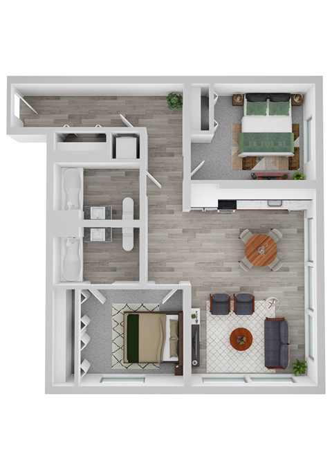 2 Bed G Floor Plan  at Noca Blu, Chicago, IL
